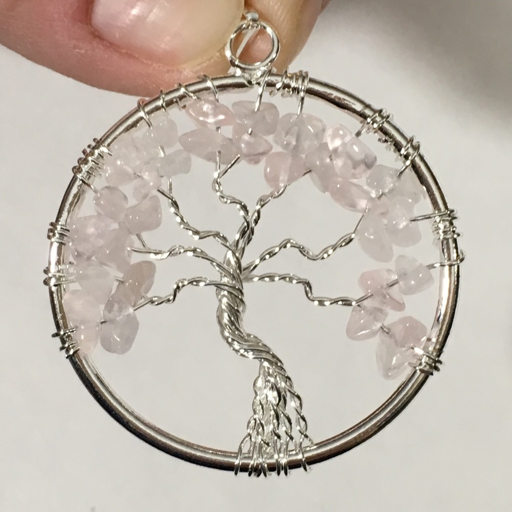 Rose Quartz Tree of Life Pendant